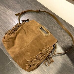 Maje leather suede crossbody shoulder bag satchel